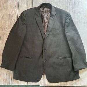 Lauren Ralph Lauren Mens 50R Gray Blue Stripe Natural Stretch Wool Blazer Jacket
